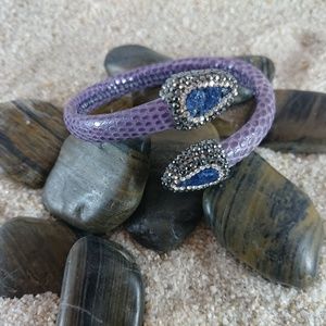 Sterling Silver Leather Bangle, Bracelet